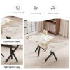 1 table and 8 chairs set.A rectangular dining table with a 0.39-inch imitation marble tabletop and black metal legs.Paired with 8 chairs with PU leath
