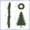 6FT Pre-Lit Aspen Fir Artificial Christmas Tree with Wreath & Garland,Grass Green Xmas Tree with 380 Multi-Color LED Lights, 11 Lighting Modes