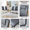 1 table and 8 chairs set.A rectangular dining table with a 0.39-inch imitation marble tabletop and black metal legs.Paired with 8 chairs with PU leath