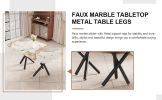 1 table and 8 chairs set.A rectangular dining table with a 0.39-inch imitation marble tabletop and black metal legs.Paired with 8 chairs with PU leath