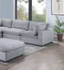 Dark Gray Color 6pc Modular Sectional Set Corduroy Upholstery Couch 3x Corner wedge 2x Armless Chairs 1x Ottoman Living Room Furniture