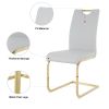 Modern Dining Chairs with Faux Leather Padded Seat Dining Living Room Chairs Upholstered Chair with gold Metal Legs Design for Kitchen, Living