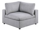Dark Gray Color 6pc Modular Sectional Set Corduroy Upholstery Couch 3x Corner wedge 2x Armless Chairs 1x Ottoman Living Room Furniture