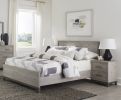 Attractive Light Gray Finish 1pc Queen Size Bed Premium Melamine Board Wooden Stylish Bedroom Furniture