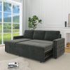 85 Inches Sofa Bed, 3 Seater Sleeper Sofa with Storage Chaise, Square Handrail With Pull and Copper nail,Chenille-Dark Grey