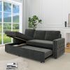 85 Inches Sofa Bed, 3 Seater Sleeper Sofa with Storage Chaise, Square Handrail With Pull and Copper nail,Chenille-Dark Grey