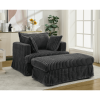 [NEW ARRIVED] 47.7'' Oversized Corduroy Chaise Longue with Ottoman, Deep Seat Reclining Chair Sofa, Comfy Thicked Upholstered Pad Chair