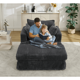 [NEW ARRIVED] 47.7'' Oversized Corduroy Chaise Longue with Ottoman, Deep Seat Reclining Chair Sofa, Comfy Thicked Upholstered Pad Chair