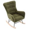 Nursery Rocking Chair, Teddy Upholstered Glider Rocker, Rocking Accent Chair with High Backrest, Comfy Rocking Accent Armchair for Living Room