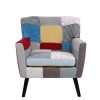Patchwork Accent Chair, Mid Century Modern Fabric Club Chair for Bedroom Comfy, Colourful Single Sofa Chair for Livingroom, Bedroom, Office