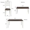 6 Piece Dining Table Set with Bench, Table Set with Waterproof Coat, Wooden Dining Table and Chairs, Ivory and Cherry