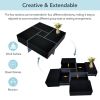 ON-TREND Unique Design Coffee Table with 4 Hidden Storage Compartments, Square Cocktail Table with Extendable Sliding Tabletop