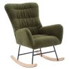 Nursery Rocking Chair, Teddy Upholstered Glider Rocker, Rocking Accent Chair with High Backrest, Comfy Rocking Accent Armchair for Living Room