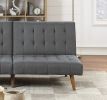 Blue Grey Modern Convertible Sofa 1pc Set Couch Polyfiber Plush Tufted Cushion Sofa Living Room Furniture Wooden Legs