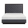 Modern Bedroom Furniture Charcoal Finish 1pc Eastern King Bed Tufted Headboard Fabric Upholstery Nailhead Trim Stylish Bed