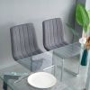 Modern simple light luxury dining Dark Grey chair home bedroom stool back student desk chair metal leg (silver) (set of 2)