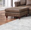 Dark Coffee Breathable Leatherette 4pc Sectional Set 2x Reversible Loveseat / Chaise and 2x Ottomans Tufted Couch Pillows
