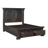 Elegant Mansion Queen Platform Bed with Footboard Storage USB Charging Ports Traditional Vintage Bedroom Furniture 1pc Espresso Finish