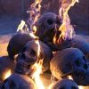 1pc Halloween Firepit Skull Fire Logs, Mitated Human Skull Ceramic, Fireproof Skull Fire Pit Halloween Decor For Party, BBQ, Bonfire, Campfire