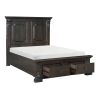 Elegant Mansion Queen Platform Bed with Footboard Storage USB Charging Ports Traditional Vintage Bedroom Furniture 1pc Espresso Finish