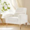 Mid-Century Modern Accent Chair, Upholstered Armchair Living Room Chair, Comfy Single Sofa Chair with Metal Legs