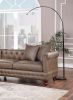 Dark Coffee Breathable Leatherette 3pc Sectional Set 2x Reversible Loveseat / Chaise and 1x Ottoman Tufted Couch Pillows