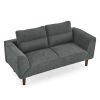 Convertible Futon Sofa Bed, Comfy Loveseat Sleeper Sofa with Adjustable Armrest, Strengthen Wood, Thick Padded Cushion