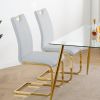 Modern Dining Chairs with Faux Leather Padded Seat Dining Living Room Chairs Upholstered Chair with gold Metal Legs Design for Kitchen, Living