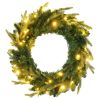 6FT Pre-Lit Aspen Fir Artificial Christmas Tree with Wreath & Garland,Grass Green Xmas Tree with 380 Multi-Color LED Lights, 11 Lighting Modes