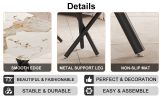 1 table and 8 chairs set.A rectangular dining table with a 0.39-inch imitation marble tabletop and black metal legs.Paired with 8 chairs with PU leath