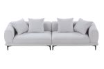 Mid-Century Modern Sofa Couch 4-Seater Fabric Sofa for Livingroom, Office ,Apartment, Business Lounge, Waiting Area, Hotel Lobby (Beige)
