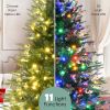 6FT Pre-Lit Aspen Fir Artificial Christmas Tree with Wreath & Garland,Grass Green Xmas Tree with 380 Multi-Color LED Lights, 11 Lighting Modes