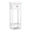 2 Tier Slim Nightstand Bedside Table with Drawer Shelf