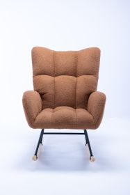 Rocking Chair, Soft Teddy Velvet Fabric Rocking Chair for Nursery (Color: brown)