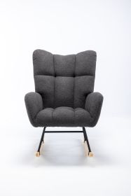 Rocking Chair, Soft Teddy Velvet Fabric Rocking Chair for Nursery (Color: gray)