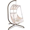Swing Egg Chair with Stand Indoor Outdoor, UV Resistant Cushion Hanging Chair with Cup Holder