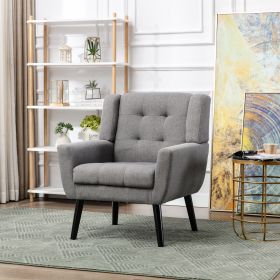 Modern Soft Linen Material Ergonomics Accent Chair Living Room Chair Bedroom Chair Home Chair With Black Legs For Indoor Home (Color: Light grey)