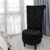 Royal Velvet High Back Armless Chair;  Retro Elegant Luxury Throne Chair;  Upholstered Tufted Accent Seat w/Storage for Dressing Room;  Living Room;