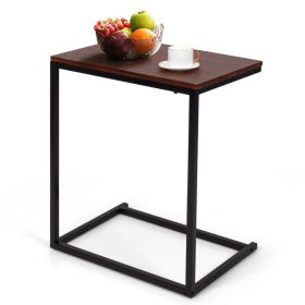 26 Inch Beside Sofa Laptop Holder End Stand Desk (Color: Dark Brown)