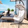 Swing Egg Chair with Stand Indoor Outdoor, UV Resistant Cushion Hanging Chair with Cup Holder