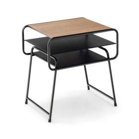 3-tier Compact Side End Table with Storage Shelf (Color: coffee)