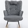 35.5 inch Rocking Chair, Reading Chair, Balcony Chair,Soft Houndstooth Fabric Leather Fabric Rocking Chair for Nursery