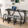 Bar Table Set with Power Outlet, Bar Table and Chairs Set, 4 Piece Dining Table Set, Industrial Breakfast Table Set, for Living Room, Dining Room