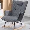 35.5 inch Rocking Chair, Reading Chair, Balcony Chair,Soft Houndstooth Fabric Leather Fabric Rocking Chair for Nursery