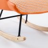 35.5 inch Rocking Chair, Reading Chair, Balcony Chair,Soft Houndstooth Fabric Leather Fabric Rocking Chair for Nursery