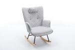 35.5 inch Rocking Chair, Soft Houndstooth Fabric Leather Fabric Rocking Chair for Nursery