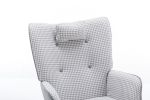 35.5 inch Rocking Chair, Soft Houndstooth Fabric Leather Fabric Rocking Chair for Nursery