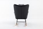 35.5 inch Rocking Chair, Soft Houndstooth Fabric Leather Fabric Rocking Chair for Nursery