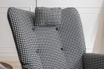 35.5 inch Rocking Chair, Soft Houndstooth Fabric Leather Fabric Rocking Chair for Nursery