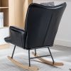 35.5 inch Rocking Chair, Reading Chair, Balcony Chair,Soft Houndstooth Fabric Leather Fabric Rocking Chair for Nursery